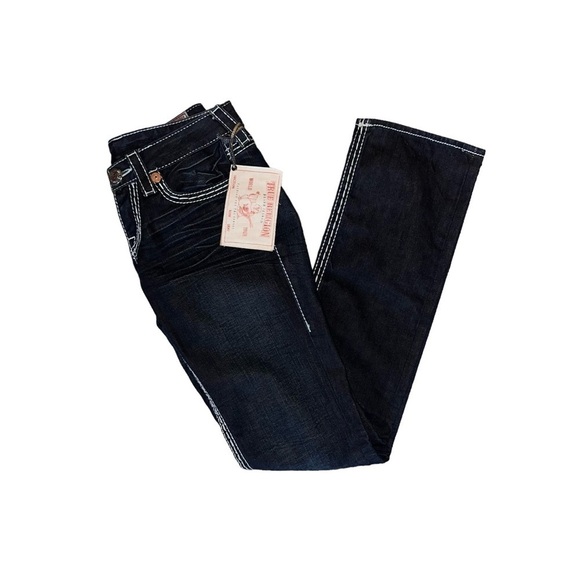 True Religion Denim - NWT True Religion Womens Johnny Big T Dark Wash Big Stitch Straight Leg Jeans 27